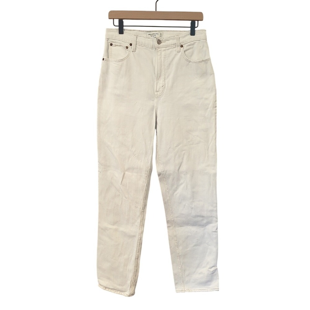 Abercrombie 90s Straight Ultra High Rise White Denim‎ size 29/8